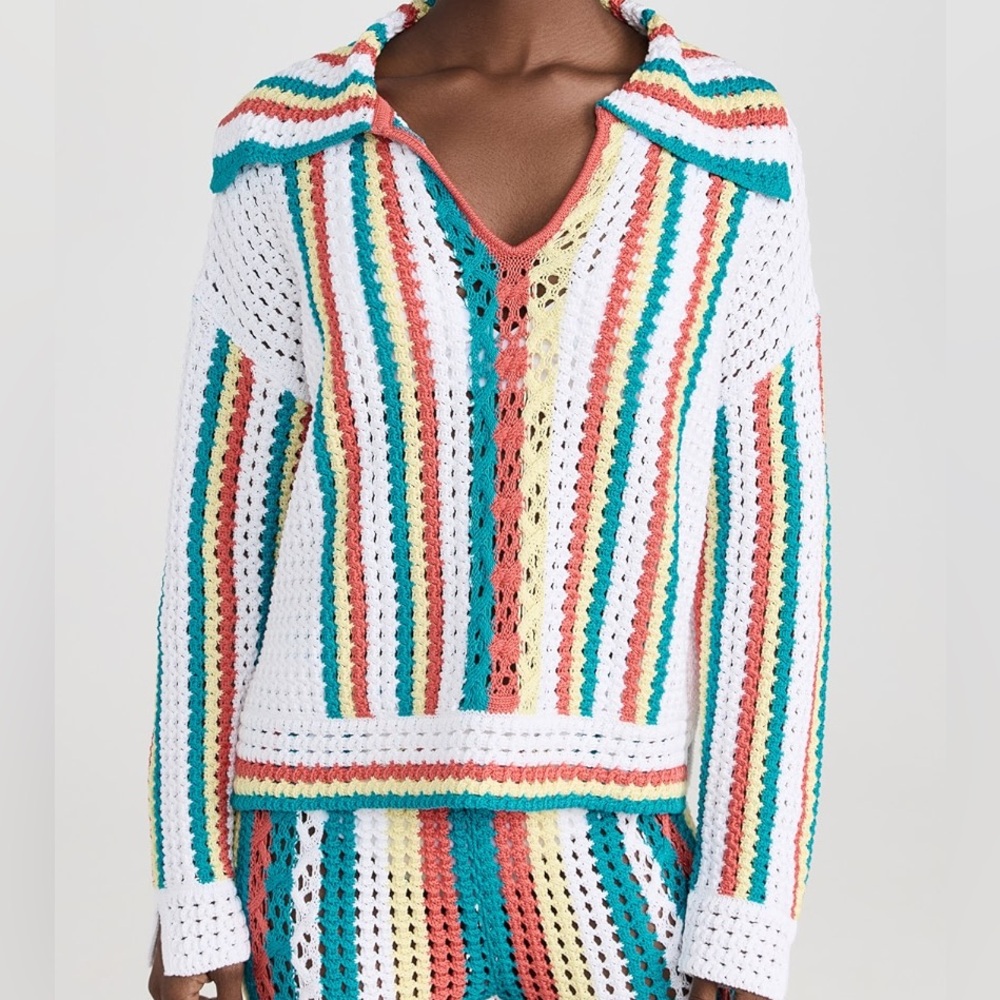 Solid & Striped The Lola Pullover Crochet Long Sleeved Split Cuffs NWT Small